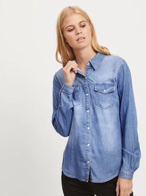 Blue denim long sleeve shirt VILA Bista - Women