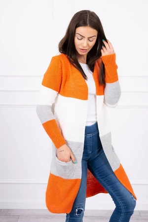 Cardigan Sweater for straps orange+ecru