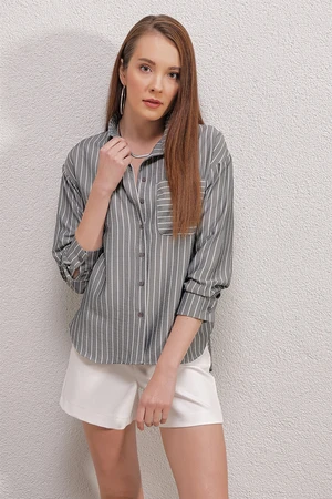 Bigdart 20143 Pocket Oversized Shirt - Gray