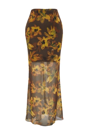 Trendyol Multi Color Floral Pattern Lined Tulle Skirt