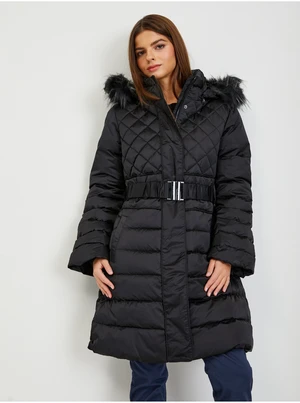 Guess Black Down Winter Coat with Detachable Hood and Fur Gu - Ladies