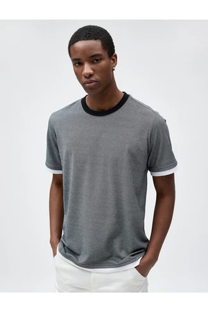 Koton Basic T-Shirt, Crew Neck Fold Detail, Short Sleeves.