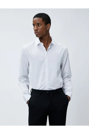 Koton Classic Collar Shirt with Geometric Details, Slim Fit