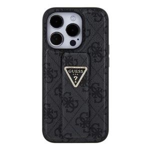Zadní kryt Guess PU Grip Stand 4G Strass Triangle Metal Logo pro Apple iPhone 15 Pro Max, black