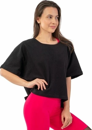 Nebbia Organic Cotton Loose Fit "The Minimalist" Crop Top Black XS-S T-shirt de fitness