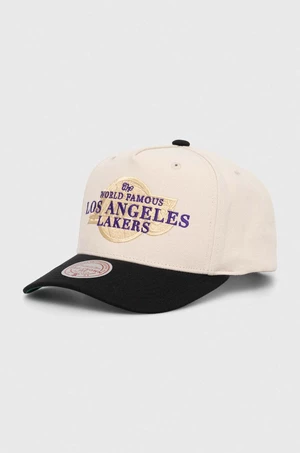 Šiltovka Mitchell&Ness NBA LOS ANGELES LAKERS béžová farba, s nášivkou