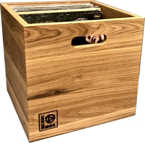Music Box Designs Oiled Oak 12 Inch Vinyl Record Storage Box Caja Caja de discos de vinilo