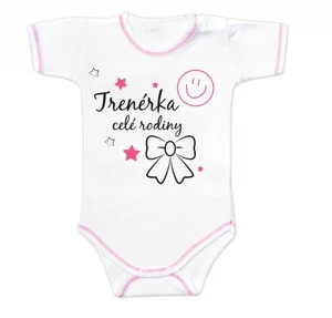 Body krátký rukáv s vtipným textem Baby Nellys, Trenérka celé rodiny, vel. 86 (12-18m)