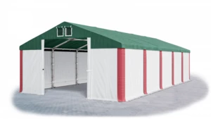 Garážový stan 4x6x2,5m střecha PVC 560g/m2 boky PVC 500g/m2 konstrukce ZIMA Zelená Bílá Červené