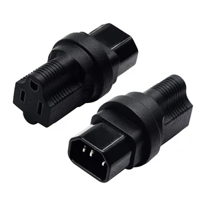Pack of 2 C14 to 5-15R Adapter 3 Prong C14 to US Plug Adapter Electrical Socket Accessory Plastic Material for Dropship