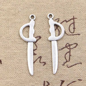 30pcs Charms Sword Fencing 39x10mm Antique Silver Color Pendants DIY Crafts Making Findings Handmade Tibetan Jewelry