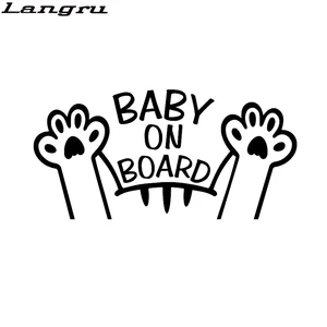 Langru 9*18CM Cats Baby on Board Vinyl Car Sticker Decal Funny Unique Cat Motorcycle Bumper Sticker Accessories Jdm