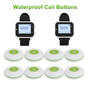 Wireless Paging System Big Scree Wrist Smart Watch Pagers Receiver Waterproof Buttons For Restaurant Waiter Call Office Cafe