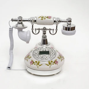 Retro Vintage Antique Telephone Decorative Landline Telephone Caller ID Phone Old Fashioned Push Button Dial, Adjustable Volume