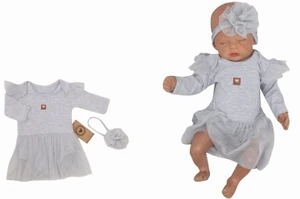 Sukničkobody dl. rukáv s týlovou sukní + čelenka, 2D, bavlna, Z&amp;Z, šedá, vel. 56 (1-2m)