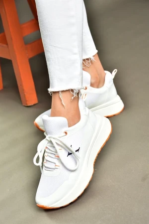 Fox Shoes P848531504 Women's Sneakers in a white/orange fabric