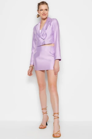 Trendyol lila super mini sukňa z tkaniny s lesklým povrchom