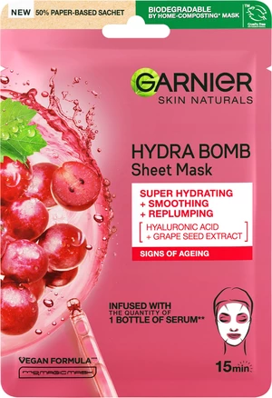 Garnier Skin Naturals Vyhladzujúca a vyplňujúca textilná maska s výťažkom z hrozna 28 g