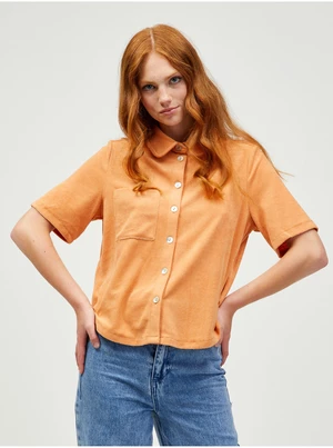 Orange Short Sleeve Shirt Pieces Teri - Women
