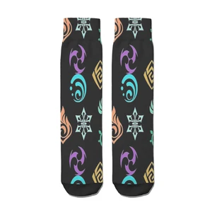 Genshin Impact Game Pyro Straight Socks Male Mens Women Winter Stockings Polyester Printed