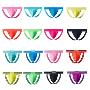 JOCKMAIL Sexy Gay Jockstraps Pure Color Low Rise Men Underwear Breathable Mesh Male Bikini Underpants Plus Size Boxer Briefs