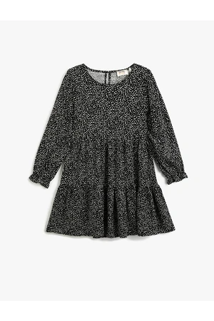 Koton Polka Dot Long Sleeve Dress Crew Neck