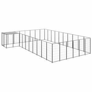 Dog Kennel Black 208.4 ft² Steel