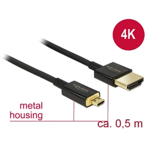 Delock HDMI prepojovací kábel #####HDMI-A Stecker, #####HDMI-Micro-D Stecker 0.50 m čierna 84788 pozlátené kontakty ####