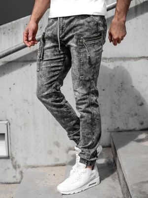 Čierne pánske riflové jogger nohavice Bolf T354