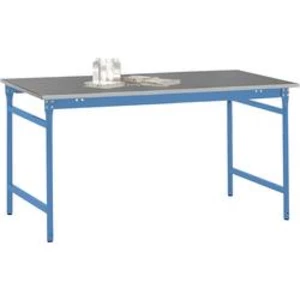 Manuflex BB3004.5012 Servírovací stolek základní stacionárně s plech krytina deska ve světle modrá RAL 5012, Šxhxv: 750 x 500 x 780 mm