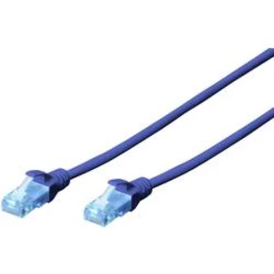 Síťový kabel RJ45 Digitus DK-1512-100/B, CAT 5e, U/UTP, 10.00 m, modrá