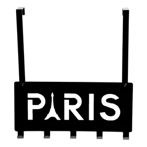 Čierny vešiak na dvere s 5 háčikmi Compactor Paris