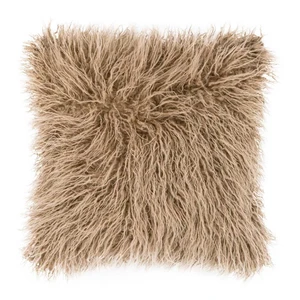 Svetlohnedý chlpatý vankúš Tiseco Home Studio Mohair, 45 x 45 cm