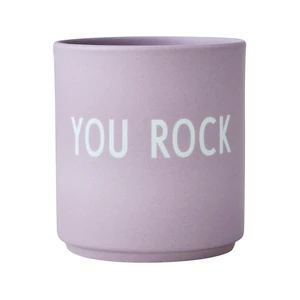 Fialový porcelánový hrnček Design Letters Rock, 300 ml