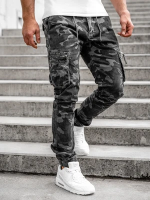 Šedé pánské maskáčové jogger kapsáče Bolf 8985