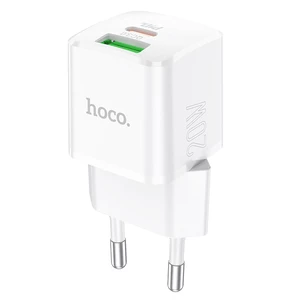 HOCO N20 PD20W 2-Port USB PD Charger 20W USB-C PD3.0 + 18W USB QC3.0 FCP SCP Fast Charging Wall Charger Adapter EU Plug