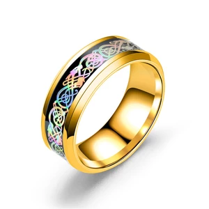 Fashion Stainless Steel Dragon Pattern Ring Multicolor Couple Rings for Her Him Gift