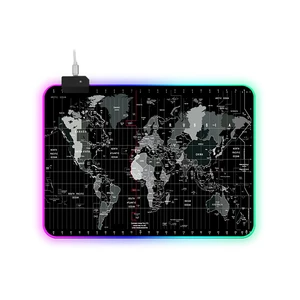 RGB Mouse Pad World Map Soft Rubber Anti-slip Gaming Keyboard Mouse Pad Desktop Protective Mat for Home Office