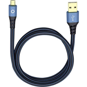 USB 2.0 prepojovací kábel [1x USB 2.0 zástrčka A - 1x micro USB 2.0 zástrčka B] 5.00 m modrá pozlátené kontakty Oehlbach
