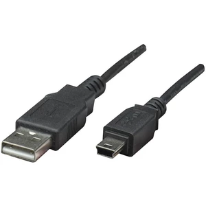 Manhattan #####USB-Kabel USB 2.0 #####USB-A Stecker, #####USB-Mini-B Stecker 1.80 m čierna pozlátené kontakty, UL certif