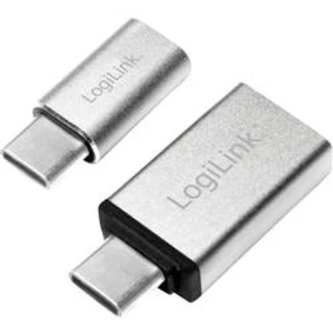 Adaptér USB 3.0 LogiLink [1x USB-C™ zástrčka - 1x micro USB 2.0 zásuvka B, USB 3.2 gen. 1 zásuvka A] stříbrná