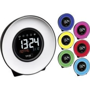 Quartz budík TFA Dostmann Mood Light 60.2023.02, časů buzení 1, bílá, modrá, žlutá, zelená, růžová, červená, světle modrá