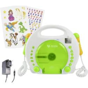 Dětský CD přehrávač X4 Tech Bobby Joey CD, SD, USB vč. karaoke, včetně mikrofonu, bílá, zelená