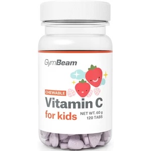 GymBeam Vitamin C for Kids tablety pro podporu imunitního systému příchuť Strawberry 120 tbl