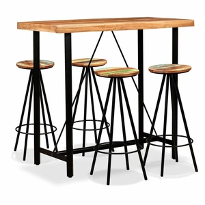 Bar Set 5 Pieces Solid Acacia and Reclaimed Wood