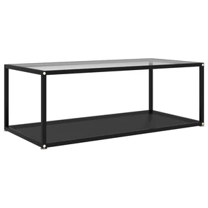Tea Table Transparent and Black 39.4"x19.7"x13.8" Tempered Glass