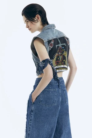 Trendyol X Zeynep Tosun Blue Print Detailed Denim Vest