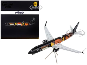 Boeing 737-900ER Commercial Aircraft with Flaps Down "Alaska Airlines - Our Commitment" Black with Graphics "Gemini 200" Series 1/200 Diecast Model A