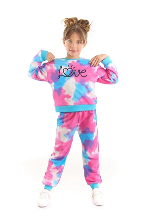 Mushi Love Tie Dye Pink Blue Girls Tracksuit Set