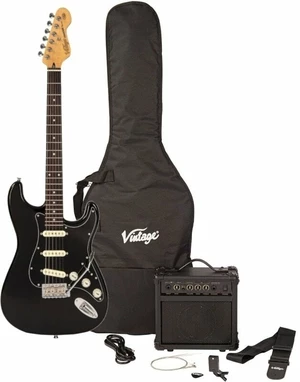 Vintage V60 Coaster Pack Gloss Black Guitarra eléctrica